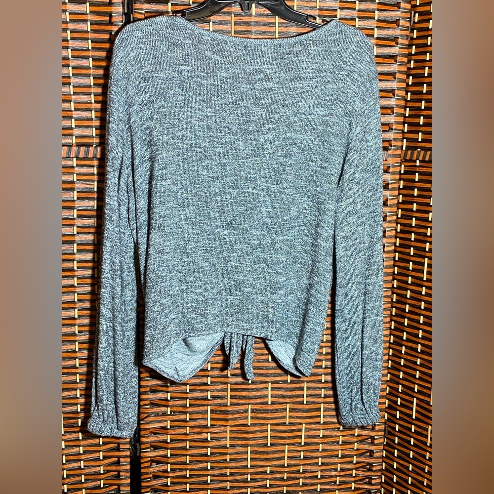 Show Me Your Mumu Gray Sparkle Tie-Front Sweater | Women’s Small - Picture 7 of 7